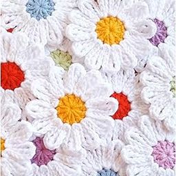 The Lovely Creations Hand Made Crochet Woolen Flowers for Home Decoration and Jewelry Making Multi Coloured Set of 10 (Pink-Yellow-Purple)-17