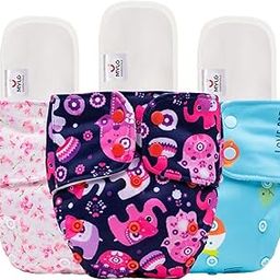 Mylo Leak-Proof Baby Cloth Diaper Combo (3 Diapers + 3 Inserts) | Free Size (3M-3Y) | High Absorption | Quick Dry | Oeko-Tex Certified | Washable - Purple, Cherry Blossom, Pet Love-image-77
