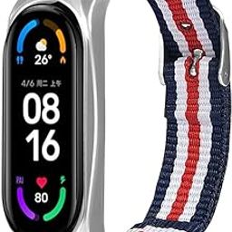 KangPlus Band Compatible with Xiaomi Mi Band 6/5,Canvas Woven Replacement Wristband Sport Soft Breathable Fabric Cloth Adjustable Band with Metal Frame for Women Men-image-73
