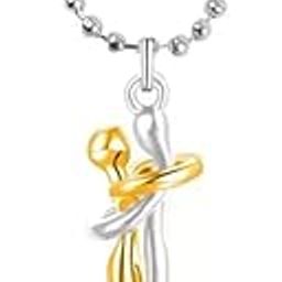 Women's ® Stunning Silver/Gold Express Your Fellings Love Hug Couple Chain Pendant (Pack Of 1Pc)-image-56