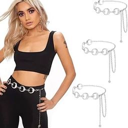Waist Chain for Women Silver Belly Moon Star Belt Metal Stylish Accessories Blazer Suit Dress Jeans 3PCS-image-27