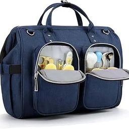 Waterproof Multifunctional Adjustable Spacious Baby Travel Large Nylon Designer Shoulder Nappy Mommy Bag Diaper Bag, Blue-21