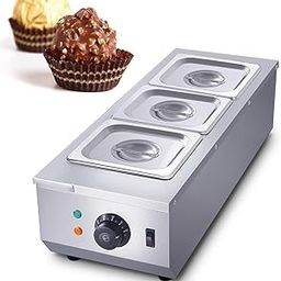 Mazoria Chocolate Melting Machine 3 Pot Melter Warmer Three Tank Bain marie Food Warmer 1+1+1 Ltr-image-67