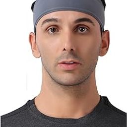 Sports Sweatbands for Men Women Camo Headbands Workout Non Slip Headbands Breathable Head Band Fitness Stretchy Unisex Hairband for Yoga Running Cycling Ball (Dark Grey)-picture-23