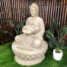 Buddha Statue Decorative Water Fountains for Outdoor Living Room,Office,Garden Table Top Waterfall Indoor Home DecorFibreglass(Biege) 4.5ft-image-64