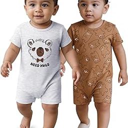Pure Cotton Bodysuit for New Born Baby Boys, Full Sleeve Ultra-Soft Onesies for Newborn Baby Dress Cotton Cute Printed Multicolor Footed Rompers Sleepsuits New Born (0-24 Months)-image-1