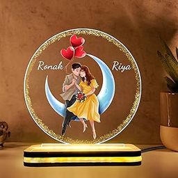 DECOCRU Acrylic Name LED Lamp | Customized Gift for Men, Women, Husband, Wife, Girlfriend, Boyfriend, Couple | Gifting for Birthday, Anniversary | Couple Giftings Ideas (5.5 x 5.5 Inches) (D-01)-30