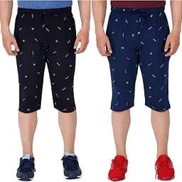 feel track Men's Regular Fit Three Fourth Capri (Pack of 2) (GG_ P6_3/4-NEW_Navy_Blue-L)-picture-38