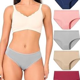 SunFlux® Women's Cool Bikini Briefs for Women Panties Stretchy Soft Breathable Underwear 5-Pack-5