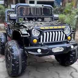 Kawaii Kids Battery Operated Electric Car for Kids Rideon Jeep with Remote Control, USB, Bluetooth and Windshield Lighting, for Kids 1 to 5 Years (Thar, Black)-image-56