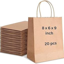20-Pack Disposable Kraft Paper Bags (8x6x9 inches, Brown) – Durable Recycled Shopping, Grocery, Retail, and Gift Bags for DIY Crafts-image-13