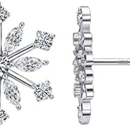 925 Silver Classic Snowflake Solitaire Stud Earrings For Women & Girls | 92.5 Sterling Silver and Diamond like Brilliance Sparkling Zirconia | Lovely Gift - Classic Snowflake-image-18