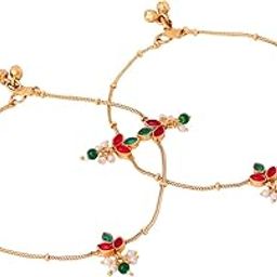 Anklets for Women Girls | Traditional Payal For Women | Gold Plated Women's Anklets | Ethnic Golden Payal | Birthday Gift for Girls & Women Anniversary Gift for Wife-image-31