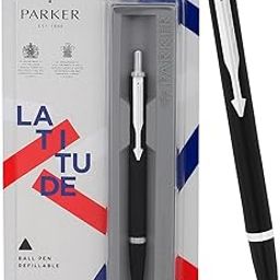 Parker Latitude Matte Black Chrome Trim Ball Pen| Ink Color - Blue | Perfect For Gifting Purpose | Elite Pen For Professionals-11