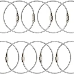 zibuyu ZIBUYU® 10 Pcs Braided Steel Locking Wire Loop 1.5mm Dia, 15cm Stainless Steel Keychains, Safety Metal Loop for Attaching Backpack Charms, Luggage Tags, Key Tags, Labels-picture-30