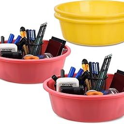 Homestic Pack of 4 Desk Organizer | Stationery Organizer | Multipurpose Storage Organizer | Office Supplies for Pen-Pencil-Staplers | Desktop Organizer | 6 LTR | Yellow & Pink-image-65