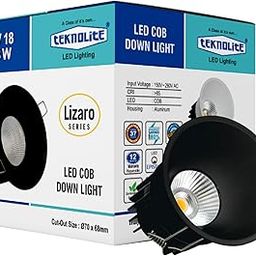 teknolite DVL 18W Cool White LED COB Downlight with Black Body | Ceiling LED Light for Hall, Office, Bathroom, Kitchen | Surface Mounted COB Light for False Ceiling | 36° Beam Angle Light | Pack of 1-image-69