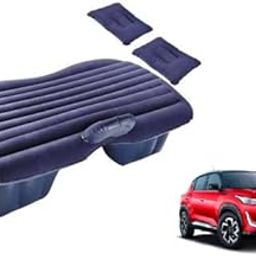 RKPSP Blue Car Bed Mattress for Rest,Travel, Car Back Seat Air Inflation Bed Universal Air Couch with Two Air Pillows, Car Air Pump and 1 Repair Kit for Magnite Universal for All Models-32