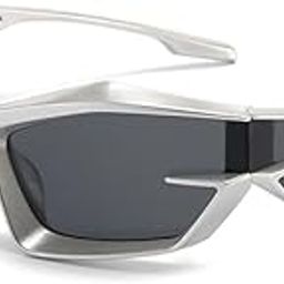 Cool Futuristic Y2K Sunglasses Men Women Sports Wraparound Shield Cat Eye Glass Alien Space Shades (223)-33