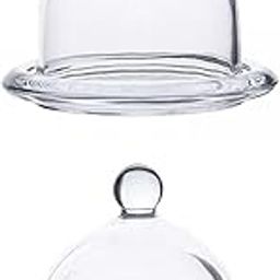 UJEAVETTE 2Pcs Transparent Glass Dessert Serving Tray with Dome Lid Wedding-picture-12