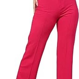 Womens High Rise Viscose Rayon Solid Trousers Rani Pink-image-49