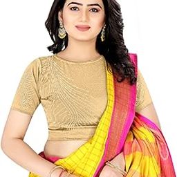 Round Neck Sparkle Cotton Lycra Stretchable Readymade Saree Blouse for Women-picture-19