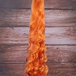 Honbon Bright Orange Color Synthetic curly Hair Wig,Clip in Hairpiece/Fashion Hair Claw Clips in Ponytail Curly Nakli Baal (18inch)1pcs-image-94