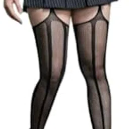 bunny bae Style Striped Hollow Out Fishnet Socks For Women, Gothic Thigh High Stockings, Sheer Pantyhose, Retro Style, Europe And America Design-picture-5