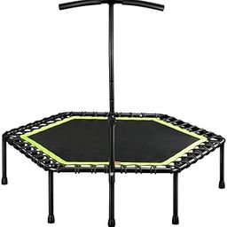 IRIS Fitness 45 inch Mini Trampoline with Adjustable Handrail Handle Bar – Indoor Rebounder for Adults – Best Urban Cardio Workout Home Trainer, Covered Bungee Rope System – Max Limit 100 Kgs/220 Lbs-56