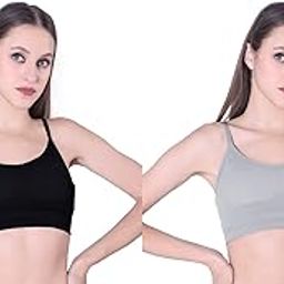 Women's Sports Bra Cotton & Spandex Lightly Padded Wire Free Everday Slip on Bra | Yoga Sports Braa | Casual wear_Pack of-2 (in, Alpha, 3XL, 2, Black,Grey Combo)-image-119