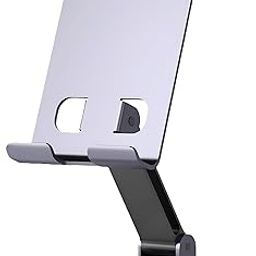 Stainless Steel 360° Rotatable Mobile Stand | Foldable & Adjustable Phone Holder for Desk | Anti-Slip Heavy Duty Tabletop Mobile Holder Compatible with All Smartphones (Grey)-10