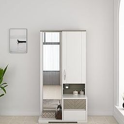 Spacewood Dressing Table | Alaska | 3 Year Warranty | 4 Shelves & 2 Drawer, 1 Shutter Storage, Vanity Table for Bedroom, Living Room, and Home| Engineered Wood | High Gloss White-3