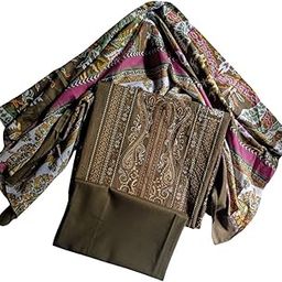 Women's Unstitched Pure Soft Cotton Printed Salwar Suit Material with Elegant Digital Print & Dupatta (Deep Olive Green, Free Size)-image-43