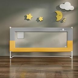 StarAndDaisy Baby Bed Guard Rail with U-Full Body Support Frame, Adjustable Height/Portable Single Side Bed Rail for Infant & Toddler's Safety (2 M Grey & Yellow)-picture-21