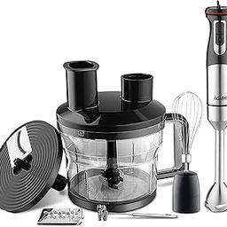 AGARO Grand Plus 6 in 1 Hand Blender 1000W, 100% Copper Motor, 2 Variable Speed Modes & Speed Regulator, Stainless Steel Blades, Chopper,Whisker,Multipurpose Jar, frother, slicer, shredder, Black-4