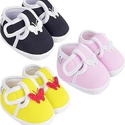 12 To 18 Months Baby Boys & Girls Pack of 3 Pair Cotton Butterfly Hook & Loop Baby Booties-image-16