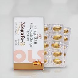 Megafe-3 100% Veg Omega 3,6,9 Fatty Acids Capsules For Heart, Joints & Brain Health, Omega 3,6,9 capsule 500mg for Women & Men 180 mg BP - 30 Softgels (Strips)-36