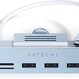 Satechi USB C Hub - iMac USB Adapter - USB-C Data Port, USB-A 3.0 Data, Micro/SD Card Reader – USB C Clamp Hub for Apple Studio Display & iMac 24-inch. Does Not Fit 2020 iMac & Earlier Models (Blue)-3