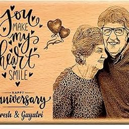 Giftanna Customized Engraved Wooden Happy Anniversary Gift For Couple Special Engraved Photo Frame For Parents/Wife/Husband/Just Married-image-8