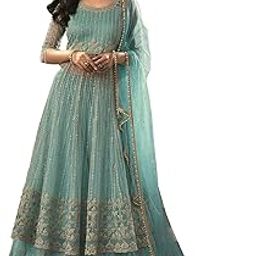 Women Net Lehenga Choli Semi-Stitched Sky Blue 2Xl-image-57