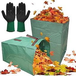 Zhaoyao 53 Gallons Leaf Bags, Reusable Yard Waste Bags Large Capacity Semi-Circular Dustpan-Type Lawn Bags for Collecting Leaves 2 Pack Yard Bags Durable & Waterproof with A Pair of Gloves-image-100