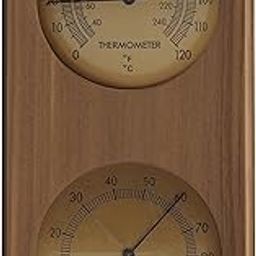 HSE Cedar Sauna Thermometer & Hygrometer - 2-in-1 Mechanical Instrument with Minimalist Design and Glass Dials (Vertical)-image-45