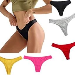 Silverlake Women Cotton Comfortable Fabric Daily Use Regular Wear Mid Rise Thong Panty Pack of 5 (Yellow Pink White Black Red)-image-56