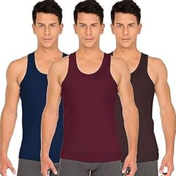 Men's Cotton Vest Sleeveless Combo Pack (Pack of 3) Navy, Maroon, Brown-image-14