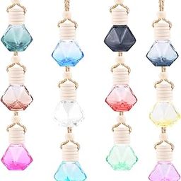 Hunky Dory 12pcs 10ml Multicolour Hanging Car Air Freshener Diffuser Bottles Empty Glass Perfume Bottle Pendant for Essential Oil Fragrance Aromatherapy Bottle Ornament-5