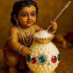 SEER Laddu Gopal Beautiful Designer Dahi Handi/Pearl matki Maakhan Matki for Janmashtami/Small Size/Multicolour-image-42