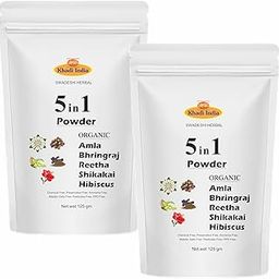 Khadi 100% Herbal 5 in 1 Amla, Reetha, Shikakai, Bhringraj & Hibiscus Powder – 100% Herbal Hair Care Blend for Hair Growth, Strength & Shine – Prevents Hair Fall & Dandruff –250g-image-97