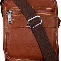 Faux Leather Sling Cross Body Travel Office Business Messenger Bag for Men Women ((Tan)-52