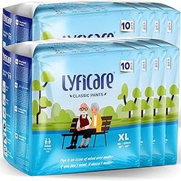 Lyficare Classic Adult Diaper Extra Large Size (XL) - 80 Units (Pack of 8) | Unisex Diapers Pants | Waist (90-125 cm) | Wetness Indicator, Super absorb, 360° Protection & 0% Leakage | For Men & Women-image-60