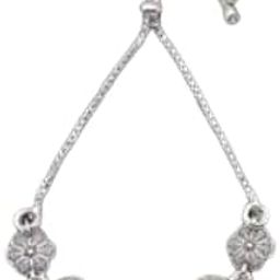Fancy Floral Design Sil-ver Plated Anklet for Women & Girls | Traditional Adjustable Payal | Ethnic Foot Jewellery-image-46